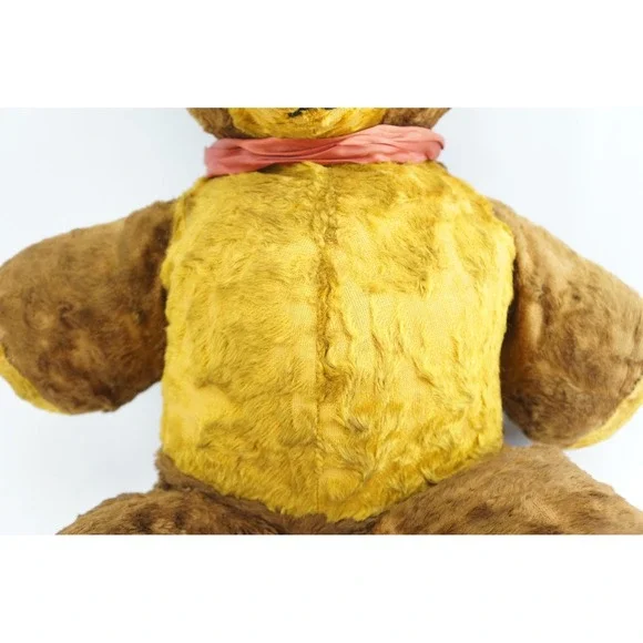 Unbranded Vintage Teddy Bear Plush Brown Yellow Two Tone Fair Mohair